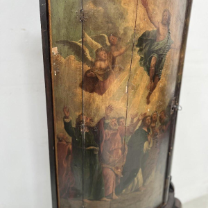 Napoleon III half-moon corner cabinet, painted decoration of a biblical scene, 19th century