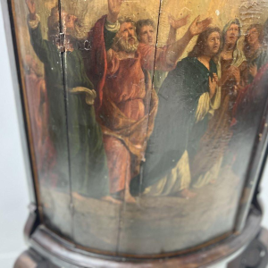 Napoleon III half-moon corner cabinet, painted decoration of a biblical scene, 19th century