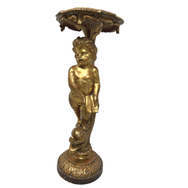 Colonne sellette de présentation en bois sculpté et doré, XIXᵉ siècle