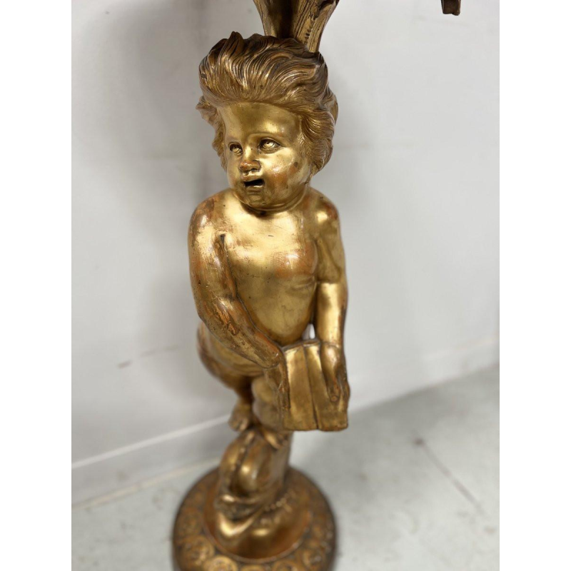 Colonne sellette de présentation en bois sculpté et doré, XIXᵉ siècle