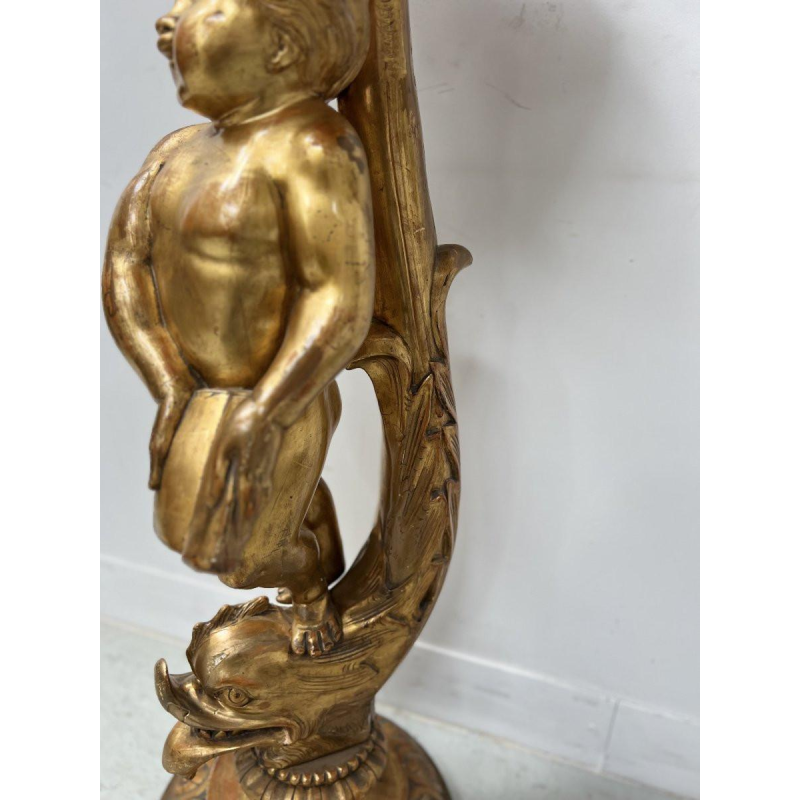Colonne sellette de présentation en bois sculpté et doré, XIXᵉ siècle