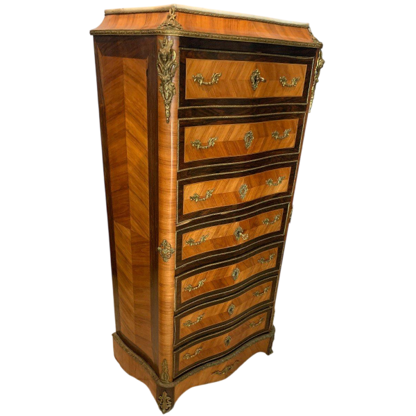 Napoleon III lady's writing desk, rosewood and palisander, marble top, 20th century