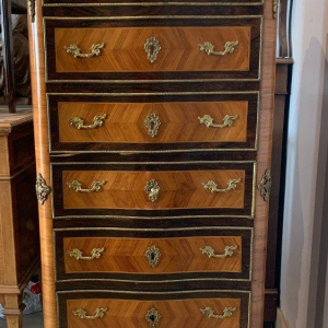 Napoleon III lady's writing desk, rosewood and palisander, marble top, 20th century