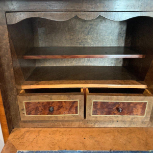 Secrétaire de dame Napoléon III, bois de rose et palissandre, dessus de marbre, XXe s