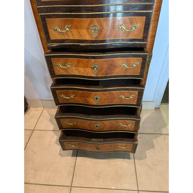 Schrijftafel voor dames uit de tijd van Napoleon III, palissanderhout en palissander, marmeren blad, 20e eeuw