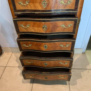 Napoleon III lady's writing desk, rosewood and palisander, marble top, 20th century