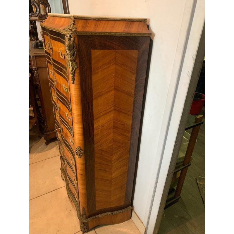 Napoleon III lady's writing desk, rosewood and palisander, marble top, 20th century