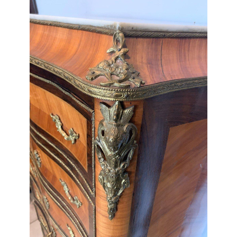 Napoleon III lady's writing desk, rosewood and palisander, marble top, 20th century