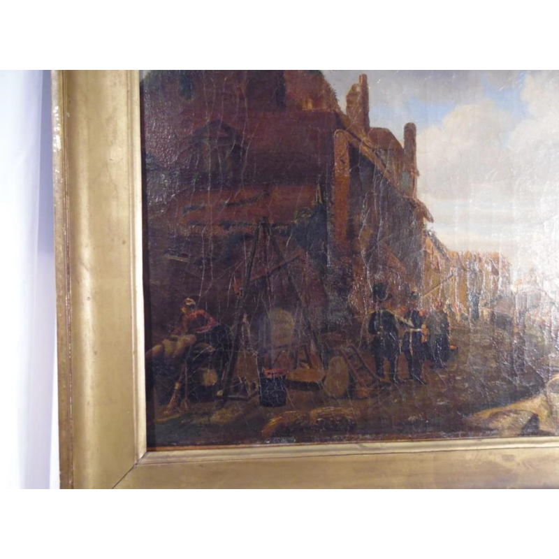 E. Bozière "Levendige haven", olieverf op doek, gesigneerd en gedateerd 1850.