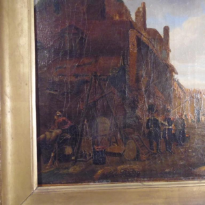 E. Bozière "Port animé" huile sur toile signée et datée de 1850