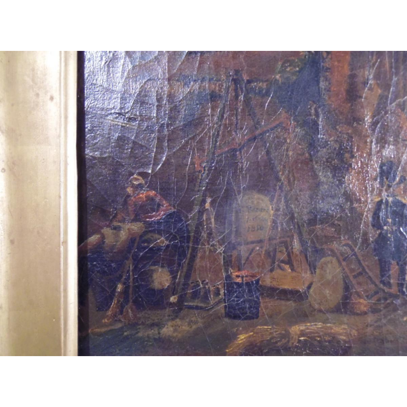 E. Bozière "Port animé" huile sur toile signée et datée de 1850