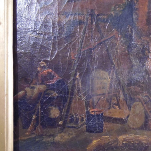 E. Bozière "Port animé" huile sur toile signée et datée de 1850