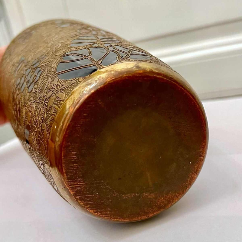 Léon Ledru for Val Saint Lambert, Art Nouveau cobalt blue crystal and electroplated vase 1900