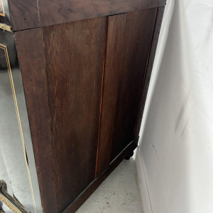 Napoleon III style cabinet with one door, in ebonized wood and brass marquetry, 19th century