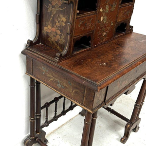 Wooden tiered desk, decorated in a Japanese style with birds and flowers, late 19th century