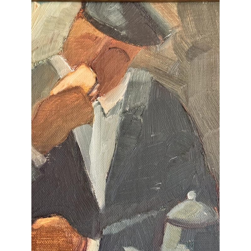 Milo DARDENNE «Le petit déjeuner» peinture huile sur toile expressionniste