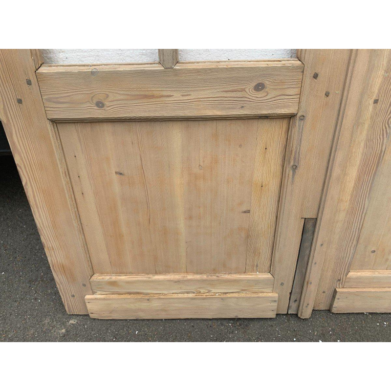 Set of three fir wood partition doors, 20th century