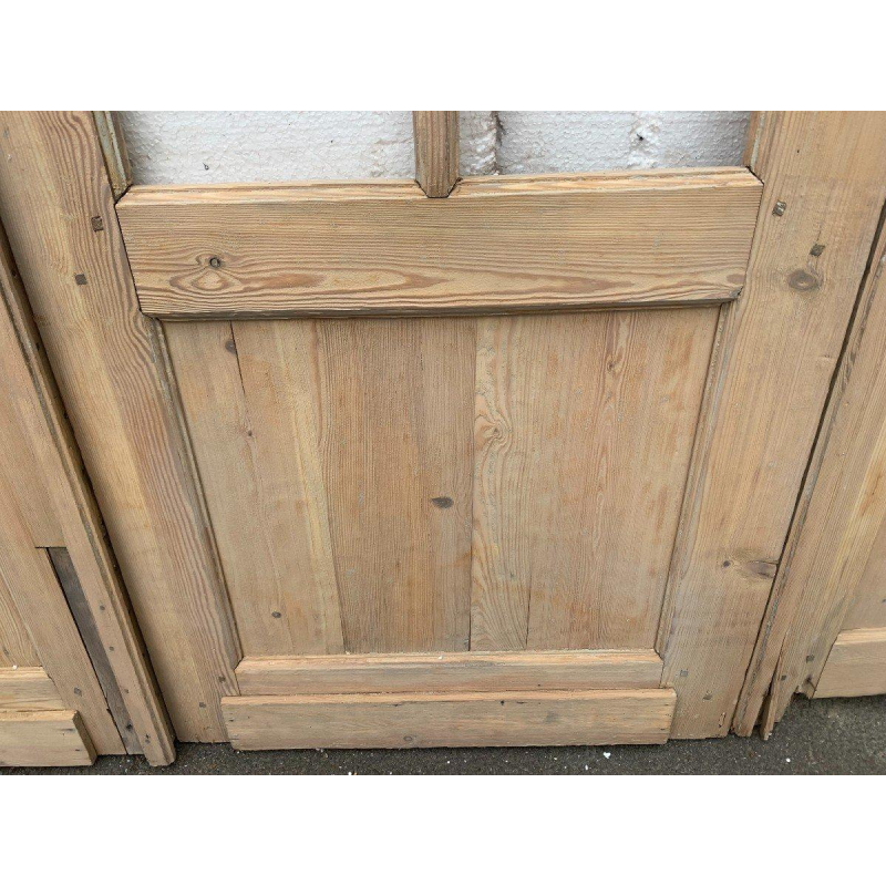 Set of three fir wood partition doors, 20th century