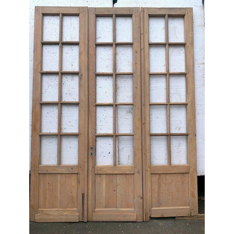 Suite de trois portes de séparation en sapin, XXᵉ siècle