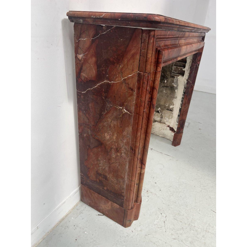 Louis-Philippe fireplace in red breccia marble, 19th century