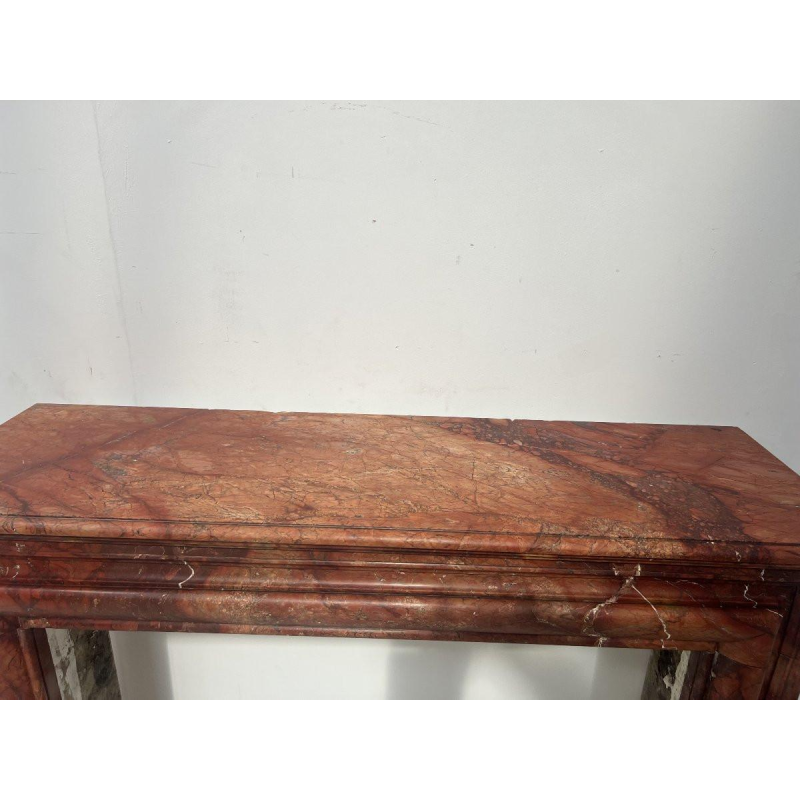 Louis-Philippe fireplace in red breccia marble, 19th century