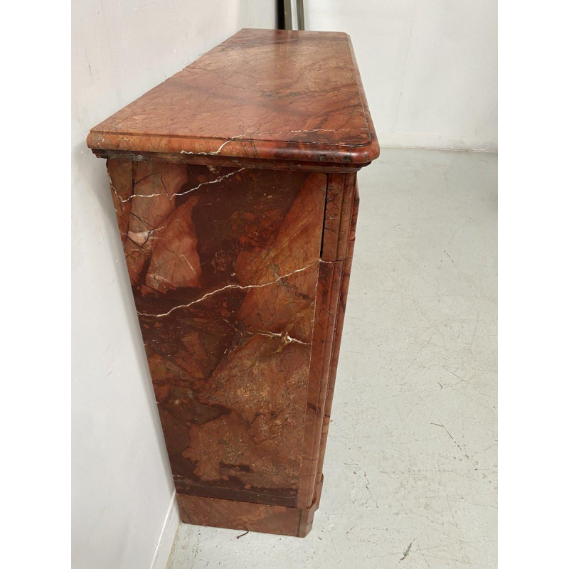 Louis-Philippe fireplace in red breccia marble, 19th century