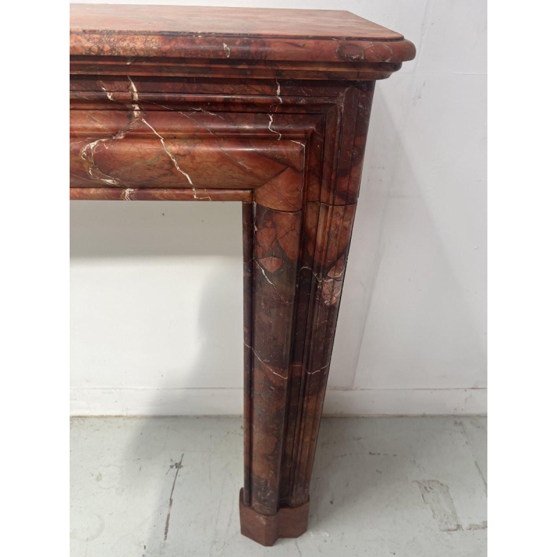 Louis-Philippe fireplace in red breccia marble, 19th century