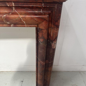 Louis-Philippe fireplace in red breccia marble, 19th century