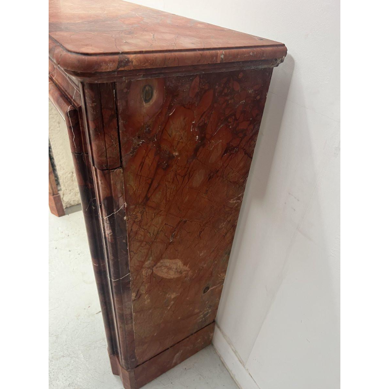 Louis-Philippe fireplace in red breccia marble, 19th century