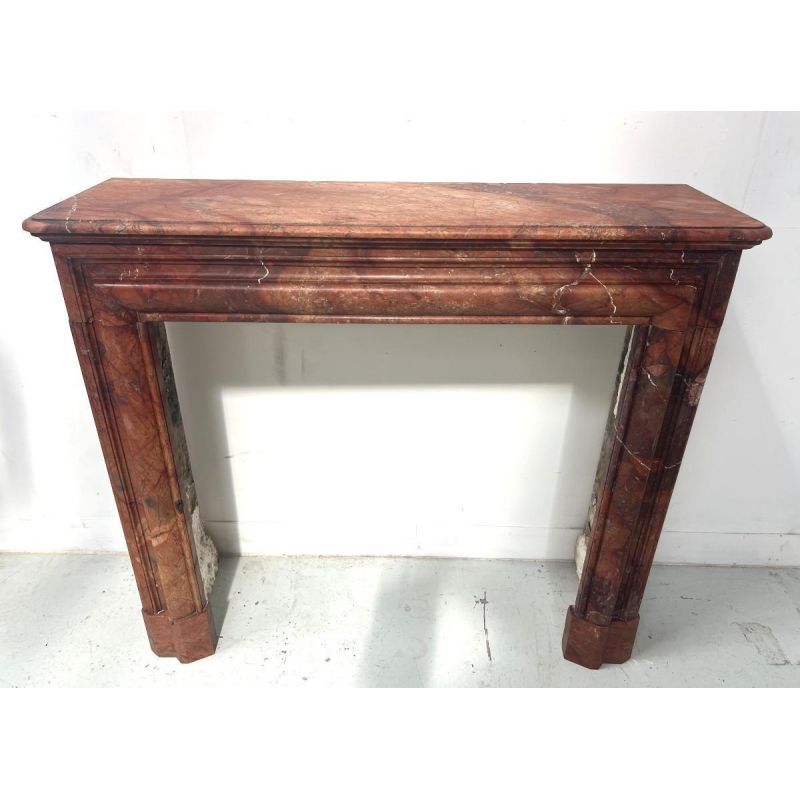 Louis-Philippe fireplace in red breccia marble, 19th century