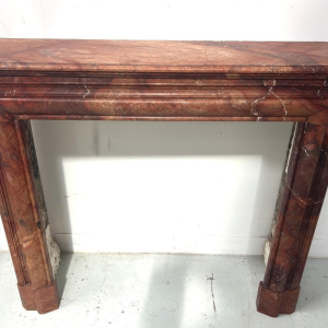Louis-Philippe fireplace in red breccia marble, 19th century