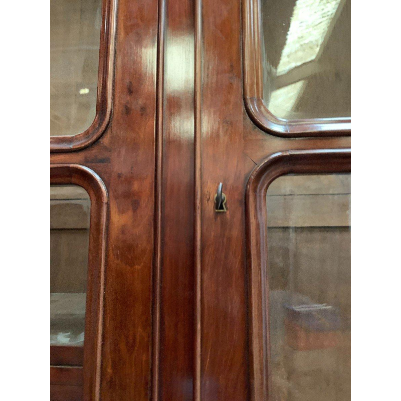 Meuble vitrine en deux corps Napoléon III, acajou et placage, XIXᵉ siècle
