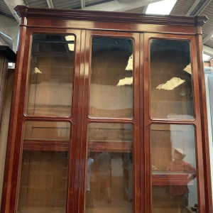 Meuble vitrine en deux corps Napoléon III, acajou et placage, XIXᵉ siècle