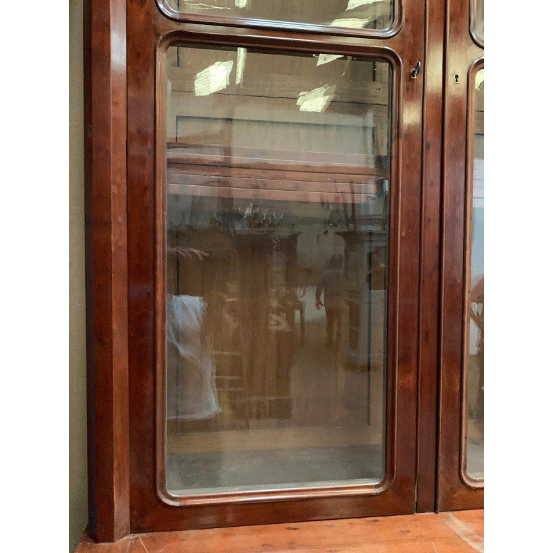 Meuble vitrine en deux corps Napoléon III, acajou et placage, XIXᵉ siècle