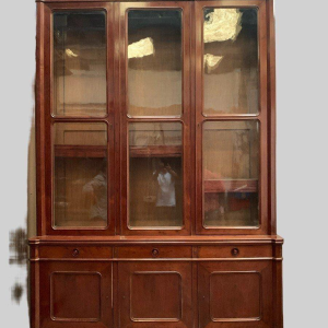 Meuble vitrine en deux corps Napoléon III, acajou et placage, XIXᵉ siècle