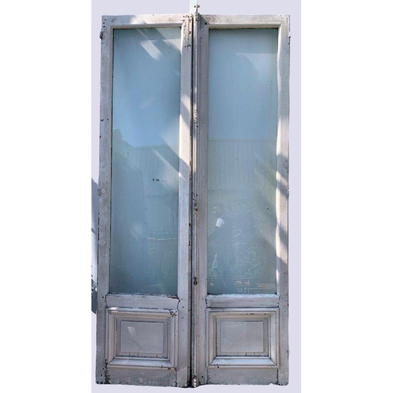 Double-leaf French doors in solid oak, 20th century