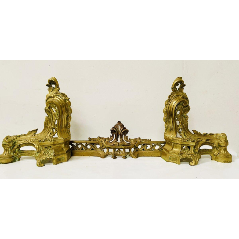 Louis XV style andiron in chased bronze, 20th century