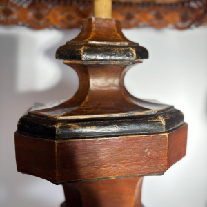 Pair of large Italian lamps in turned and patinated wood - Italy, circa 1950-1960