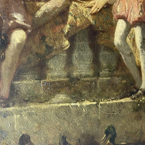 Narcisse Virgile Diaz de la Pena "Scène galante au parc" tableau huile sur panneau, ca 1850