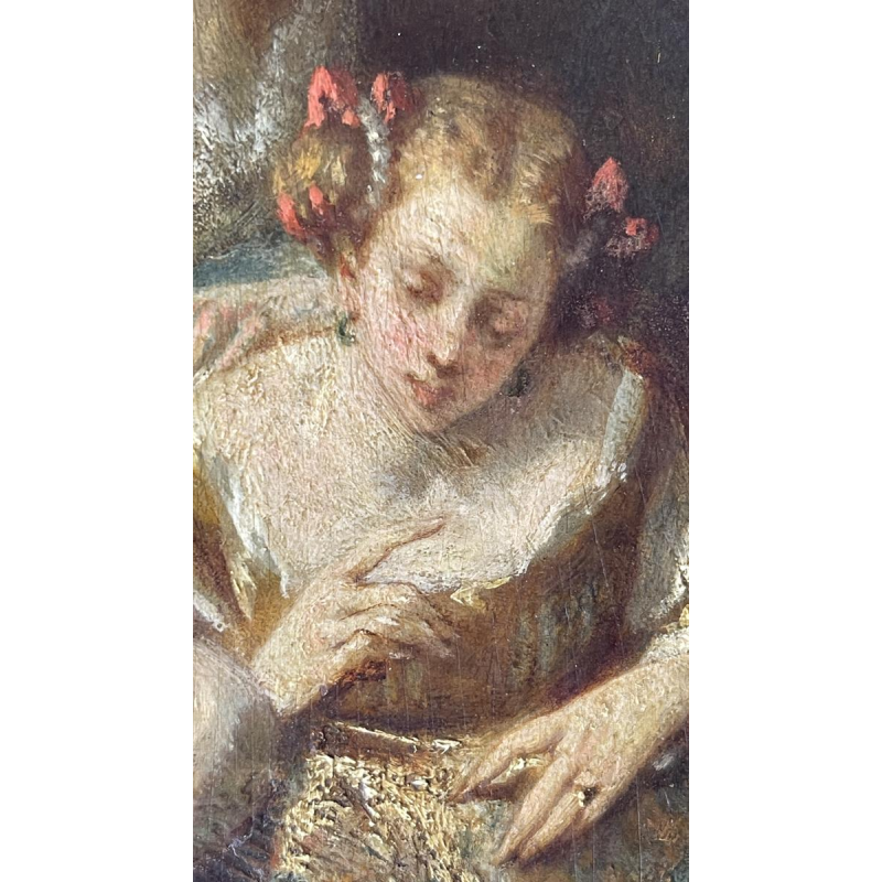 Narcisse Virgile Diaz de la Pena "Een galante scène in het park", olieverfschilderij op paneel, ca. 1850