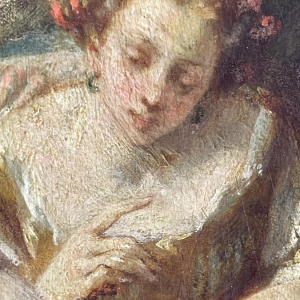 Narcisse Virgile Diaz de la Pena "Een galante scène in het park", olieverfschilderij op paneel, ca. 1850