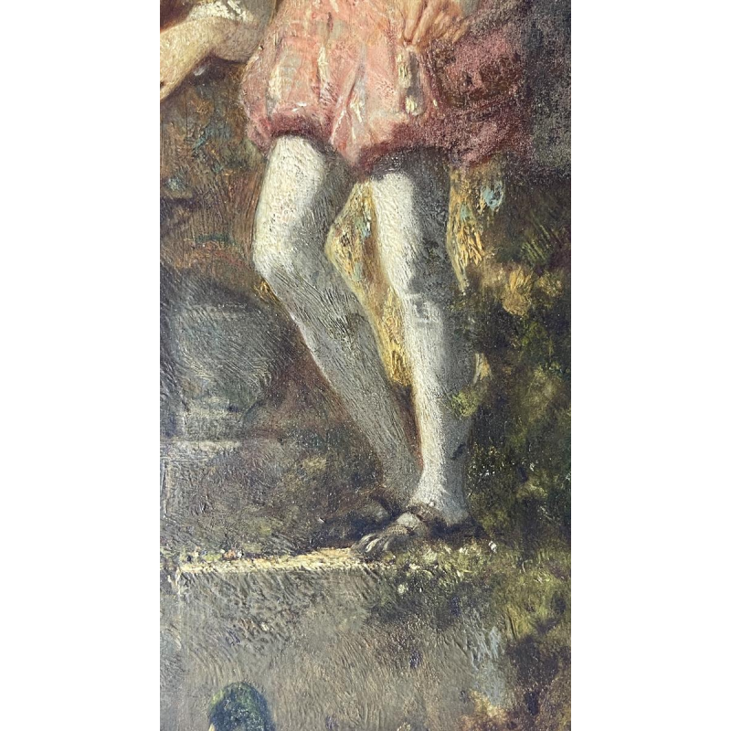 Narcisse Virgile Diaz de la Pena "Scène galante au parc" tableau huile sur panneau, ca 1850