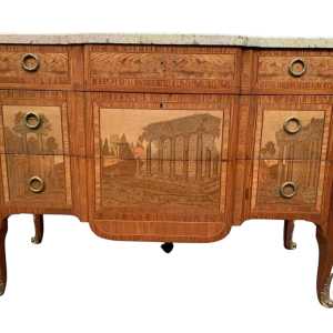 Commode à ressaut central de style Transition, bois d’amarante bois de rose, XXᵉ siècle