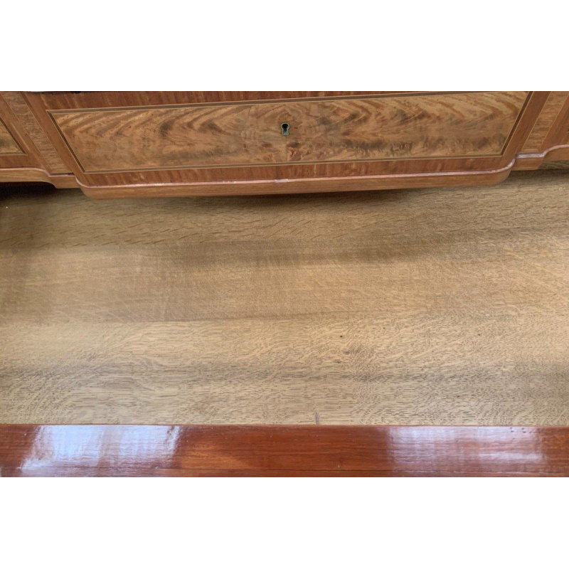 Transition style commode with central projection, amaranth and rosewood, 20th century