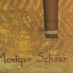 Monique Schaar “Alice en het Witte Konijn”, olieverfschilderij op doek, naïeve kunst