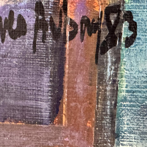 Yves AUBRY “Young woman admiring the bouquet” oil painting on canvas from 1983