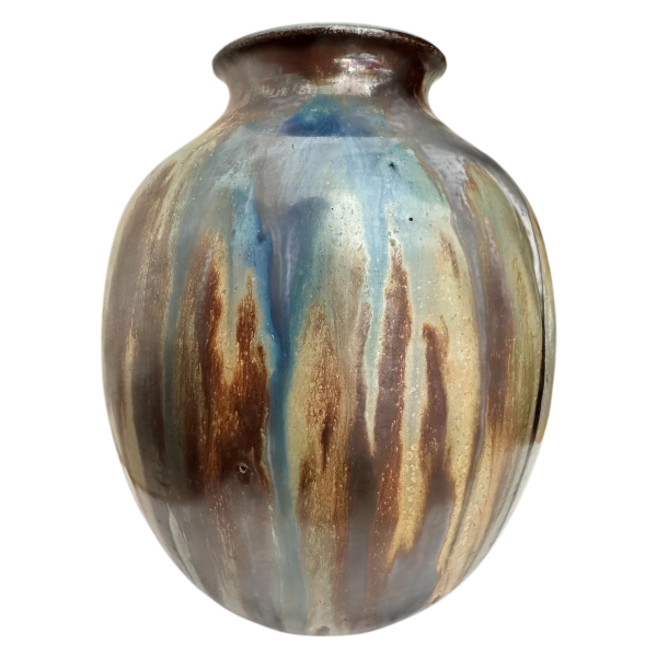 Roger GUERIN flamed stoneware vase, shape 132/C, ca 1920