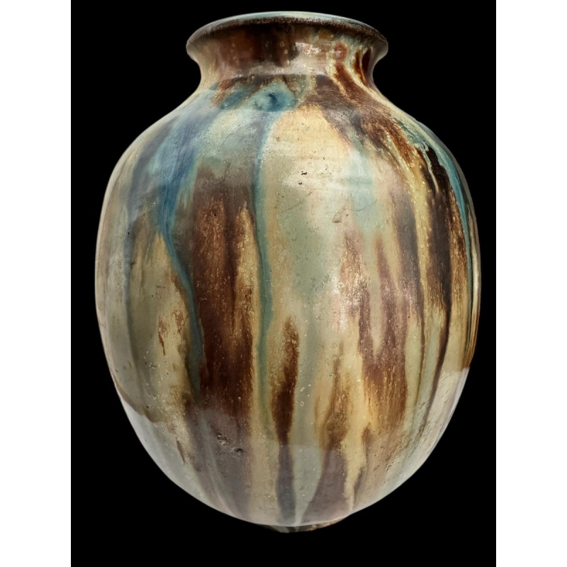 Roger GUERIN vaas van gevlamd steengoed, model 132/C, ca. 1920