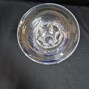 Val Saint Lambert, clear crystal candlestick with blue lining, 20th century