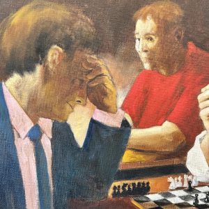 Christian HOCQUET “The Chess Game” oil painting on canvas 1992